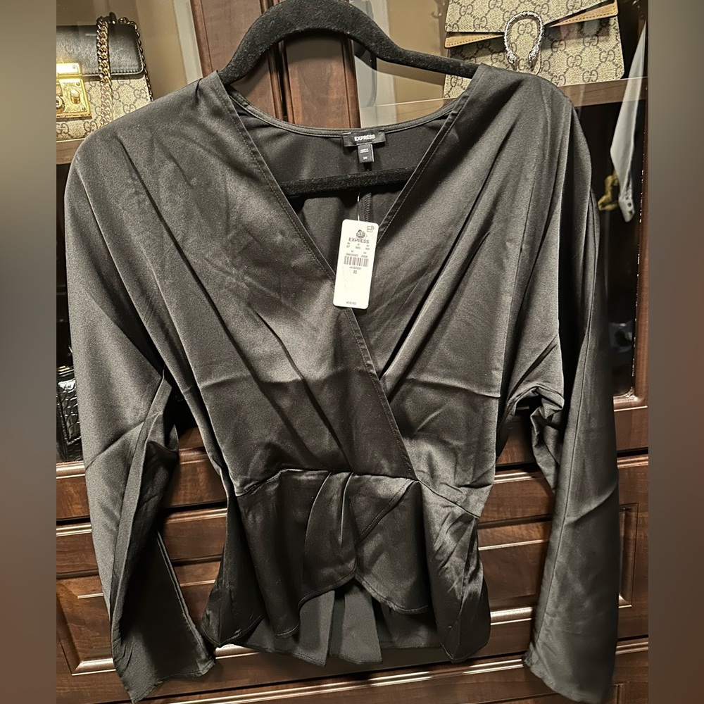 Express Black Satin Blouse